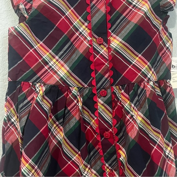 NEW Gymboree Girls Plaid Apple Button Flutter Sleeve Dress- 7 - Picture 3 of 5